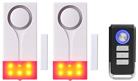 Mengshen Tür Fenster Alarm - Sound Licht Diebstahlschutz Für Die Sicherheit Der Garage Zu Hause Wohnung - 2 Alarme Und 1 Fernbedienung Enthalten