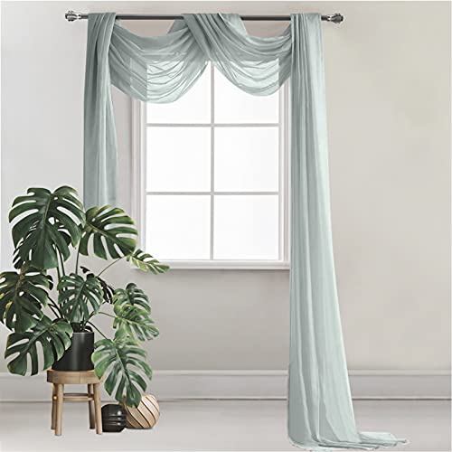 JTOOYS Cantonnière décorative, à suspendre, rideau pour volets croisés, convient à la décoration de mariage, 130 x 550 cm, gris