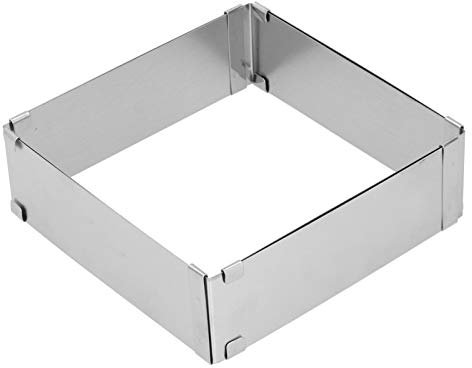 Square adjustable cake mould, stainless steel rectangle cake mould, cookie cutter, baking frame for mousse tiramisu (large (16 - 28 cm)
