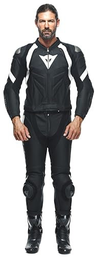 DAINESE Avro 4 Tuta in Pelle per Moto a Due Pezzi (Black/White,24)