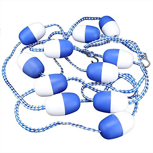 Cuerda divisoria de seguridad para piscina de 5 m, divisor de seguridad para piscina de cordón flotante con flotadores y ganchos para dividir áreas peligrosas o carriles de natación (11 bolas)