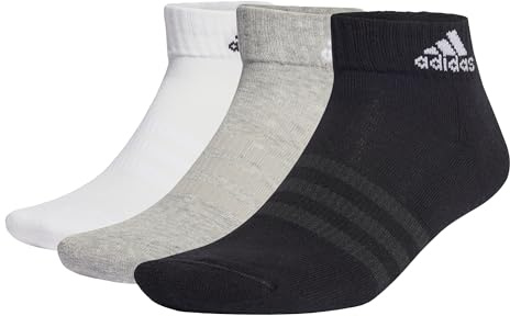 adidas Unisex – Barn Cushioned Sportswear Ankle Socks 6 Pairs, Medium Grey Heather/White/Black, 7-8 Years