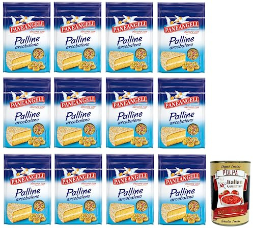 Paneangeli Palline Arcobaleno Lot de 12 confettis multicolores de forme ronde Idéal pour décorer les desserts, paquet refermable de 60 g + boîte italienne Gourmet Polpa di Pomodoro 400 g