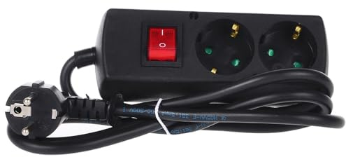 Verlängerungskabel mit Schalter 2-Fach Schukosteckdose Steckdosenleiste Kindersicherung 230 V / 16A, 3G1,5mm2 Lange 1,5m 3m 5m 10m Schwarz (10,0 Meter)