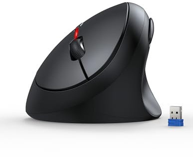 TECKNET Ergonomische Maus Kabellos, 4800 DPI Vertikale Maus, 99% Lärmminderung, 6 Tasten, 2.4G Computer Funkmaus, Leise Wireless Mouse for Laptop, PC, Chromebook, Mac