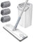 Flat Mop Bucket Set for Floor Cleaning, Compact Lightweight System with 360 Rotating Head, 2-6 Microfibre Reusable Wet & Dry Mop Pads Included (White, 4 Pads)