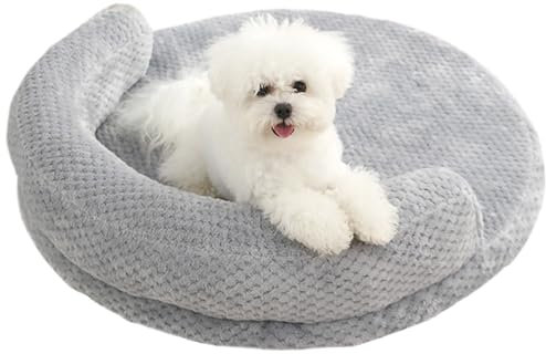 KULAMO ø 60 cm Hundebett Kleine Hunde und Hundekissen MittelgroßE Hunde, Dog Bed mit KopfstüTze, Geeignet als Katzenbett, Die Hundebetten ist Rutschfest, Schmutzabweisend, Abnehmbar, Maschinenwaschbar