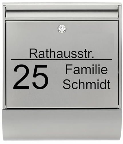 Hausnummer & Straßenname Personalisiert – Familienname Aufkleber für Briefkasten & Haustür, Selbstklebende Folie in Schwarz oder Weiß, Namensschild & Hausnummernschild Familie Name