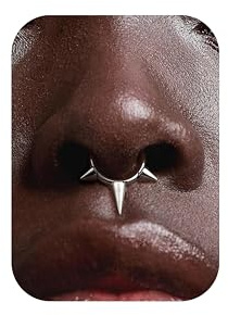BodyBonita 16G Piercing Septum con Pinchos Acero Inoxidable 316L Piercings Nariz Aro Piercing Helix Tragus Hombre Mujer Daith Conch Rook Oreja Pendientes Aros Plata 8mm Estilo Uno