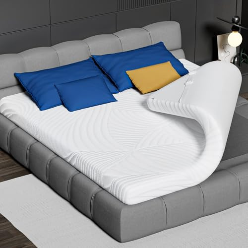 Mattress Topper 160 x 200 cm Memory Foam - Comfortable Mattress Topper 5 cm Visco Foam Ergonomic Support for Box Spring Bed Motorhome Sofa Bed Non-Slip Bands CertiPUR-US & Oeko-Tex