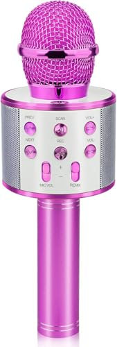 Avaxtt Micrófono Karaoke para Niños, Micrófono Infantil con Efectos Vocales y Luces LED, Niñas y Niños de 3-15 Años, Fiestas y Diversión en Familia