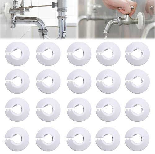 20 Stück Einzel Heizungsrohr Rosette, Heizkörperrosetten, Heizungsrohr Abdeckung, Rohrabdeckung, Klapprosette für Rohrsysteme 16 mm, für Heizungsrohre, Abdeckung, Rohrmanschette, Heizung, Heizkörper