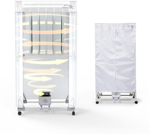 Spring & Spruce Dry Master XL Heated Airer + Cover - Indoor Clothes Airer For Quick Drying - Electric Laundry Rack - Foldable & Compact Design - 1200W Heater - Built-In Timer - Quiet Operation
