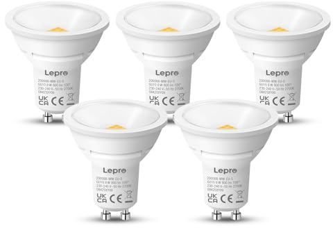 Lepro GU10 LED Warmweiss 8W Lampe, 800 lm, 2700K Warmweiß, 100° Abstrahlwinkel, Nicht dimmbar, Energiesparendes GU10 LED Leuchtmittel für Flur, Eingangsbereich, Wohnzimmer, Schlafzimmer, 5 Stück