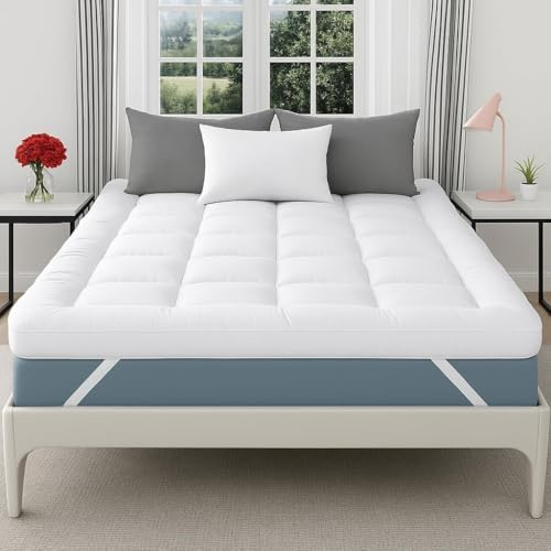 Elite Essentials Premium Hotel Quality Quilted Mattress Topper Single Bed – 10cm Extra Deep (1100GSM) Microfiber Filling, Soft & Breathable Mattress Topper with Easy Fit Straps (90x190cm)