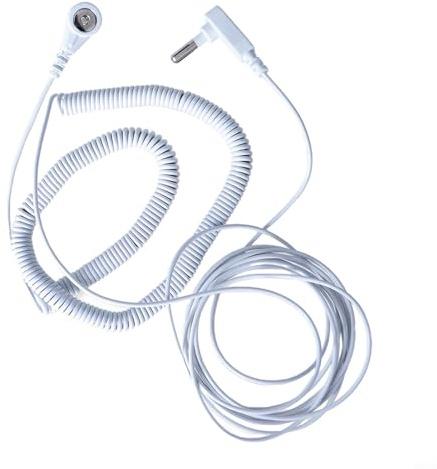 Cable de conexión a tierra de 15 pies con enchufe banana y broche de ángulo recto de 4 mm, alambre de cobre con resistencia de seguridad de 100 K Ohm para hojas de puesta a tierra, alfombrillas de