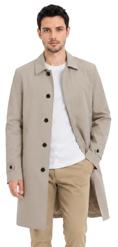 Allthemen Mens Trench Coat Lapel Casual Mid Length Jacket | Mens Tailored Fit Lightweight Windbreaker Overcoat Business Casual Solid Color Single Breasted for Spring Autumn