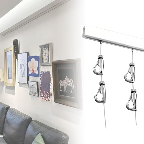 Sistema di sospensione regolabile per appendere quadri, 114,3 cm, con cavi in acciaio, opzioni in bianco e nero, ideale per decorazioni domestiche, esposizioni artistiche e foto