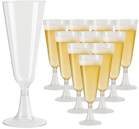 kaiyaya 30 Piezas Copas de Champán de Plástico 150ml Reutilizable Copas de Cava Plastico, Transparente Vasos de Champagne para Bodas, Cumpleaños, Fiestas y Jardines