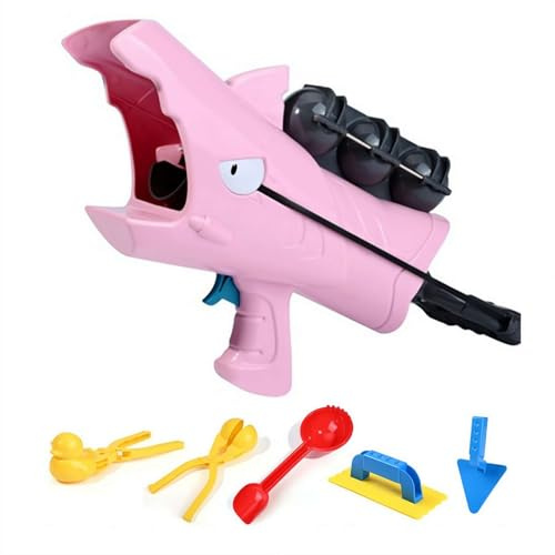 Snow Toys for Kids Outdoor, Snowball Maker Kit Snowball Blaster Gun Launcher, SnowBall Duck Makers, Snow Molds Snow-Toys for Outdoor Play, Parties, Birthdays, Winter Days (Pink Set)