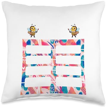 Spelling Bee Paint Brush Color Draw Shape Craft Glue Sketch Throw Pillow