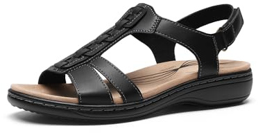 DREAM PAIRS Sandales Femme Été Confortable Légères Antidérapantes Réglables Chaussures de Plates Quotidien Voyage Travail Décontracté