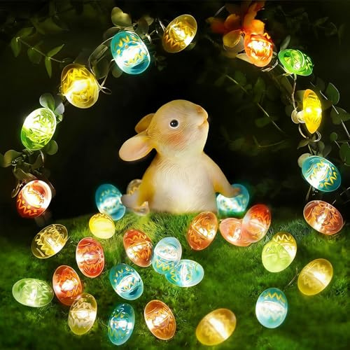Auzlya Ljusslinga, påskbatteri, 2 m, 20 LED, påskägg, ljuskedja, påskkycklingar, ljuskedja, påskägg, påsk, presentlampor för fest, inomhus, utomhus, påskfödelsedag
