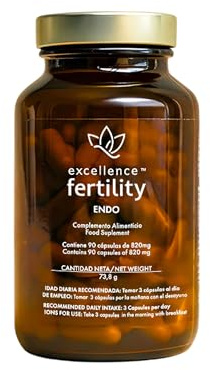 Excellence Endo - Suplemento Natural para Endometriosis - Apoyo Antioxidante y Hormonal con Resveratrol, Cúrcuma, Quercetina, Té verde, Sauzgatillo, NAC y Magnesio | EXCELLENCE FERTILITY