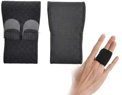 Finger Splint Support Brace 1 Pair, Nylon Breathable Finger Protector Compatible with Basketball Volleyball Cricket Baseball, Adjustable Finger Guard for Sprained Jammed Fingers, Size L, Black