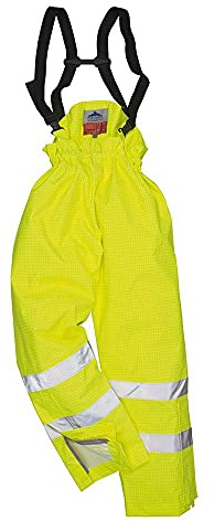 Portwest Pantalón De Alta Visibilidad, Ignífugo Y Antiestático Bizflame Rain, Con Forro, Tamaño: XXXL, Color: Amarillo, S781YERXXXL