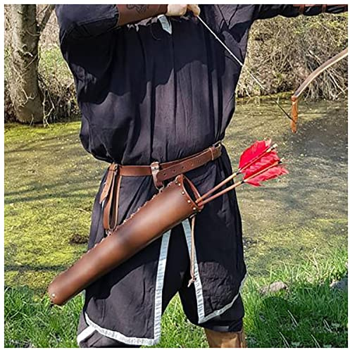 Carquois arrière médiéval Fait à la Main Sac de Porte-flèche en Cuir PU pour tir à l'arc Traditionnel pour la Chasse au Cosplay, Style médiéval
