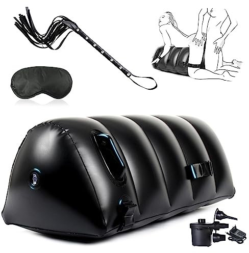 BDSMYOU Handschellen Sex Bett,2023-Neu Aufblasbares Bett Lendenkissen,mit Handschellen Fußfesseln,Mehrzweck Aufblasbares Sofa,Sex Möbel Sex Kissen,BDSMs Spielzeug Hart,Bondageset Fessel Set