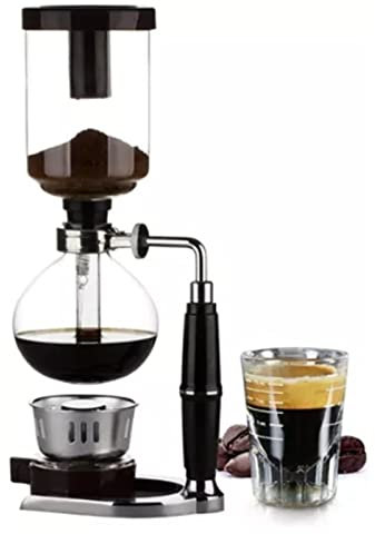 Tyenaza Cafetera de Sifón de 3 Tazas, Cafétera de Sifon de Vidrio, Coffee Clásica a Mano Sifon Japonesa de Café, Aspiradora Gotero de Café Transparente Coffee de Vertido, para Familia Oficina