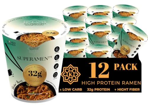 Black Garlic “Chicken” Ramen – Bold Flavor, Chewier Noodles & High Protein – Vegan, Keto-Friendly Ramen Noodles – Low Carb, Zero Sugar – Healthy Plant-Based Ramen Bowl, 12-Pack