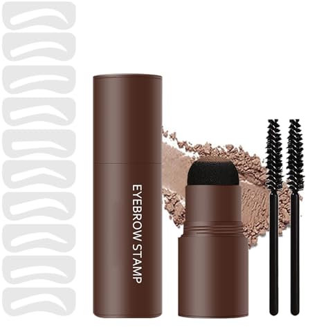 Eyebrow Stencils Kit - Waterproof Eyebrow Stencils Kit with 10 reusable stencils - 3 in 1 Hairline Shadow Powder - Eyebrow Seal Shaping Tool - a makeup must-have (LIGHT BROWN)