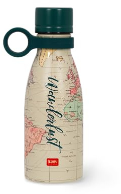 Legami - Botella térmica Vacuum Bottle Hot & Cold Mini, Travel, ligera y resistente, cierre hermético, asa de silicona extraíble, de acero inoxidable, capacidad 300 ml