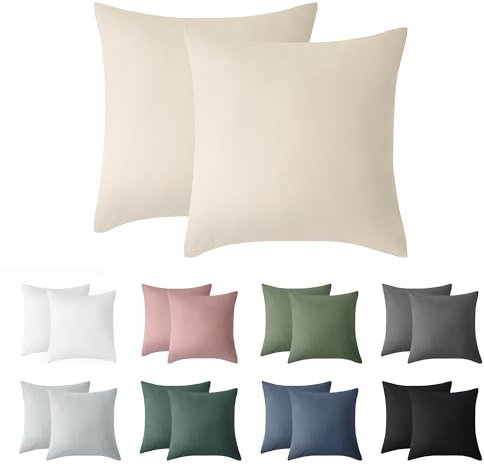 Jellymoni Kissenbezug 50x50 Baumwolle 2er Set Kissenbezüge Beige Oeko-Tex aus 100% Gewaschene Baumwolle Kopfkissenbezug mit Verstecktem Reißverschluss Weich 2 Stück Kissenhülle für Kissen 50x50cm