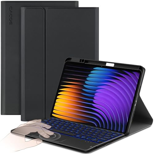CACOE Funda Teclado para Xiaomi Pad 7/Pad 7 Pro con Touchpad, Negro