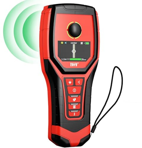 Tyrry Leitungssuchgerät Leitungssucher 5 in 1 Wandscanner Detektor für Kabel Holz Metall Wasserleitungen, LCD Farbdisplay & Akku, Stromleitungsfinder mit Akustischem & Visuellem Alarm