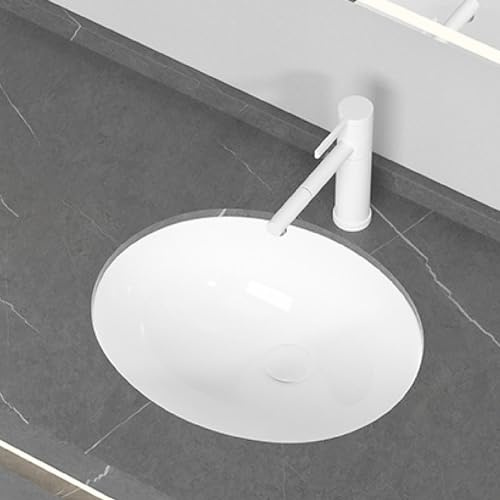 Bathroom Vessel Sink Undercounter Wash Basin Easy to Clean Scratch to Resistant Sink Ceramic Washbasin for Small Apartment Home Hotel Restaurant RV Kitchen Powder Rooms (White