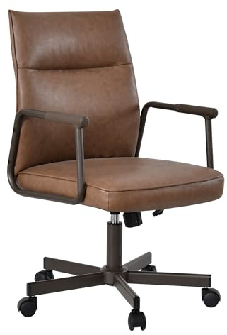 Duhome Kontorsstol skrivbordsstol 360 graders rotation justerbar höjd PVC material datorstol för kontor vardagsrum sovrum, brun