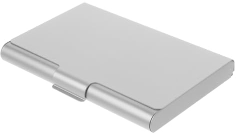 WRITWAA Étui à Cartes de Visite Boîte à Cartes Pratique et Élégante en Alliage D'aluminium Argenté, Robuste et Portable, pour Bureau et Voyage