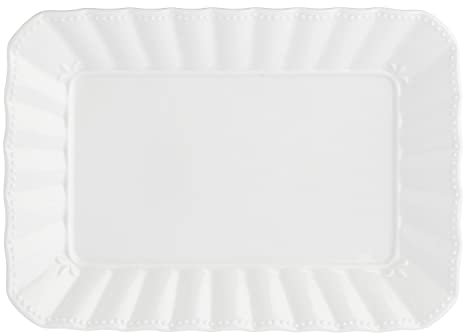 la Porcellana Bandeja Rectangular para repostería Ducale en Caja de Regalo, Porcelana, Blanco, 12 x 12 x 3 cm