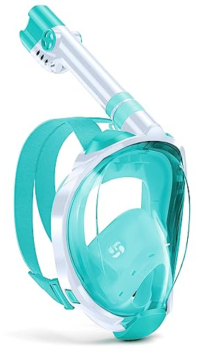 WSTOO Kids Full Face Snorkel Masks,Suitable for Beginners Dry Top Snorkeling Gear,Can Your Mouth or Nose to Breathe,180 Degrees Panoramic View,Anti-Fog Anti-Leak,Summer Travel and Vacationing Gifts