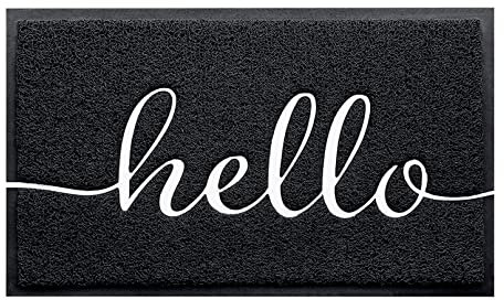 comfoyar Dirt Trapper Door Mat Non Slip PVC Durable Washable Front Doormat for Indoor and Outdoor Barrier Welcome Hello Mat for Home Entrance Back Door Hallway(40 x 60cm)