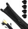 4 pièces Epissable Cache Gaine de Cable Fils Electrique, 1.5m Gaine Range Cable pour Management Bureau, Cacher Les Rangement Protection Cables Diamètre 2-2.5cm, Cache Fil Zip pour TV, PC, USB (Black)