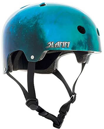 Slamm Logo Helm Nebula L/XL 57-59 cm | Doppelgröße Polsterung für optimale Passform 11 Belüftungslöcher mit Aufkleberbogen | hochdichter EPS-Innenkern und robuste ABS-Außenschale
