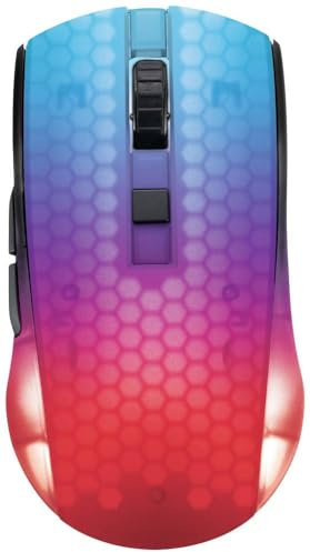 DELTACO GAMING DM320 Souris de Gaming Radio Optique Noir, Transparent 6 Boutons 10000 dpi câble Amovible, éclairé, Mole