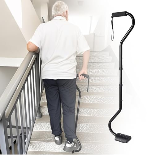 Forzaddik Stairs Walking Stick for Elderly and Disabled, Walking Cane for Stairs with Leg Lifter, Adjustable Stair Climbing Cane for Seniors and Adults