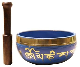 DIMEIYAN Ciotola buddista, set di campane tibetane, 2 pezzi 12,5 cm Nepal Ciotole sonore Ciotola tibetana for canto Buddismo Stampa a mano Yoga Meditazione